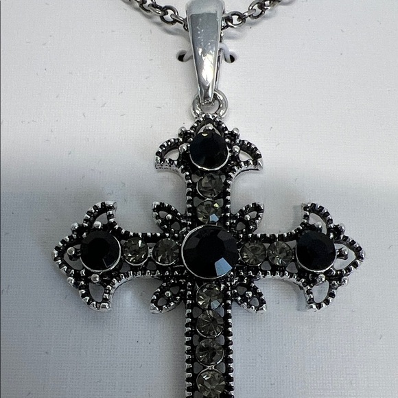 Piper K | Black & Silver Cross Necklace - Picture 7 of 9